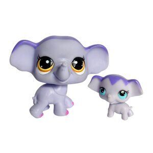 Littlest Pet Shop LPS Elephant #3597 #3598 Mommy and Baby Mini Figures Authentic